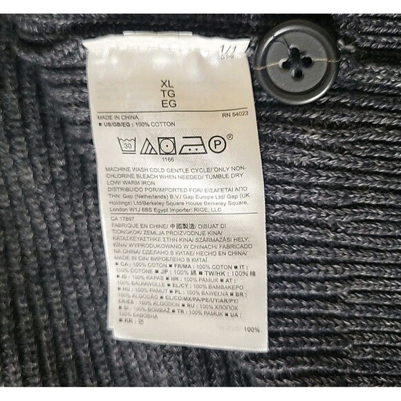 Banana Republic Mens Ribbed Cardigan With Pockets Size Xl Charcoal Gray Melange - Picture 4 of 6